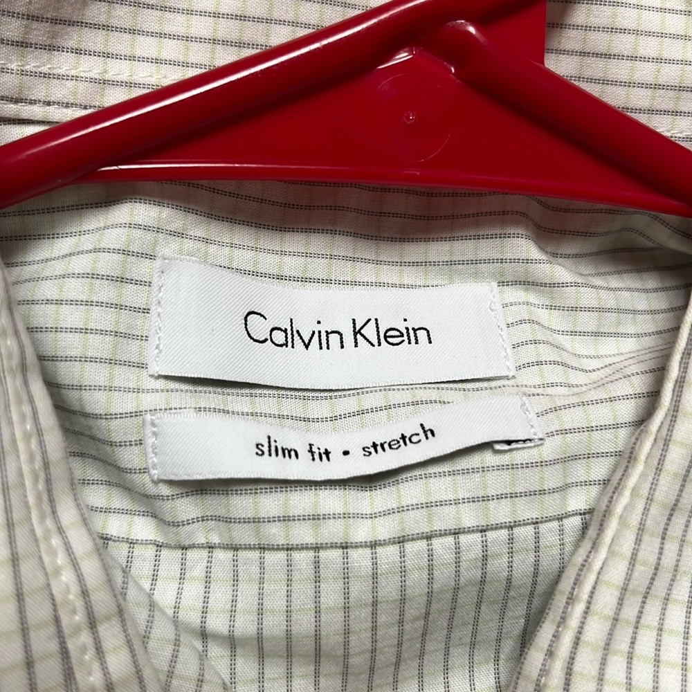 5/$25 Calvin Klein slim fit stretch long sleeve bottomsdown shirt size large - Picture 10 of 12